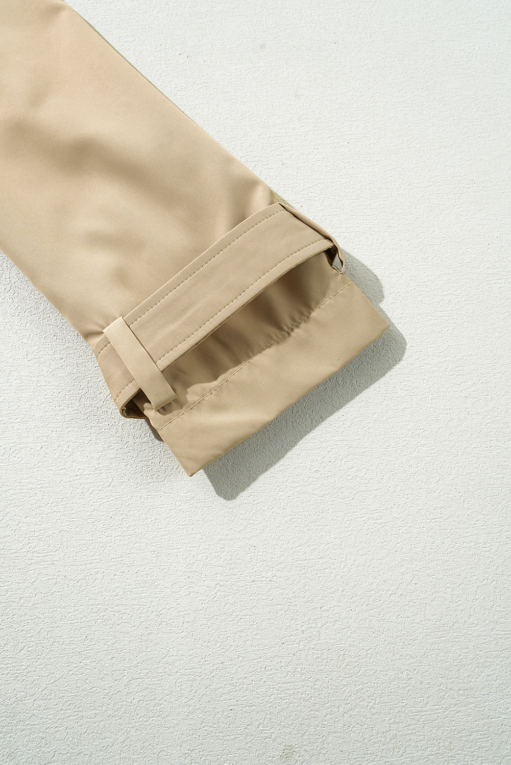 Pale Khaki Solid Color Lapel Collar Waist Tie Wind Coat Coats JT's Designer Fashion