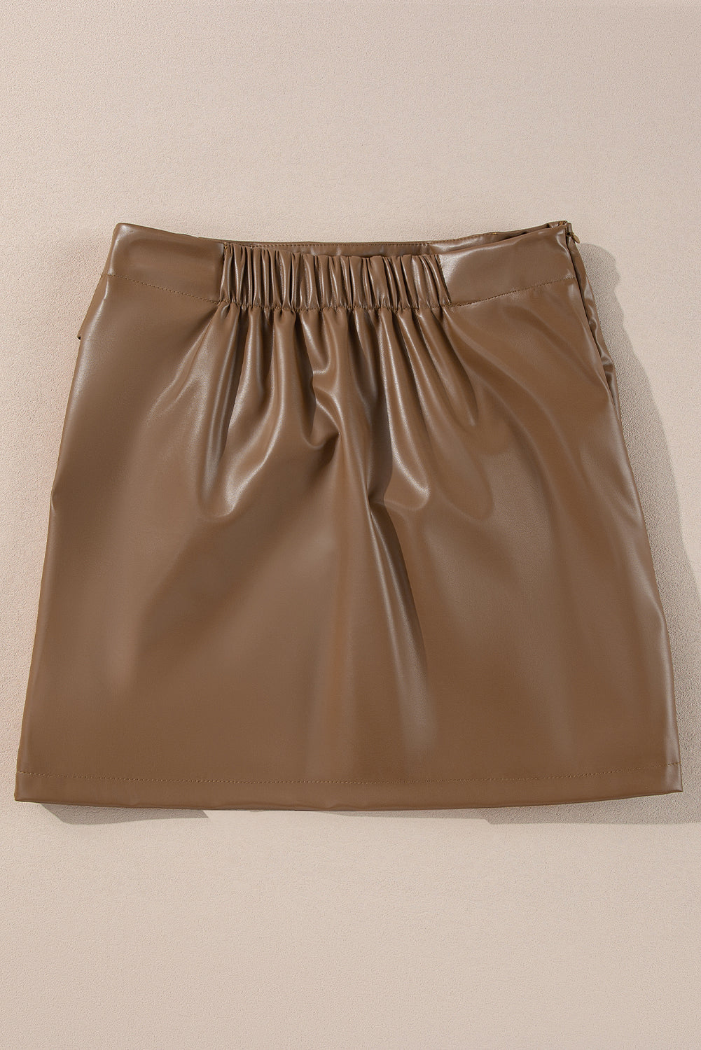 Coffee Bowknot Faux Leather Mini Skirt Skirts & Petticoat JT's Designer Fashion