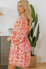 Rose Floral Print Square Neck High Waist Mini Dress Floral Dresses JT's Designer Fashion