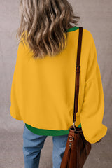 Ginger Color Block Patch Drop Shoulder Oversized Sweatshirt Sweatshirts & Hoodies JT's Designer Fashion