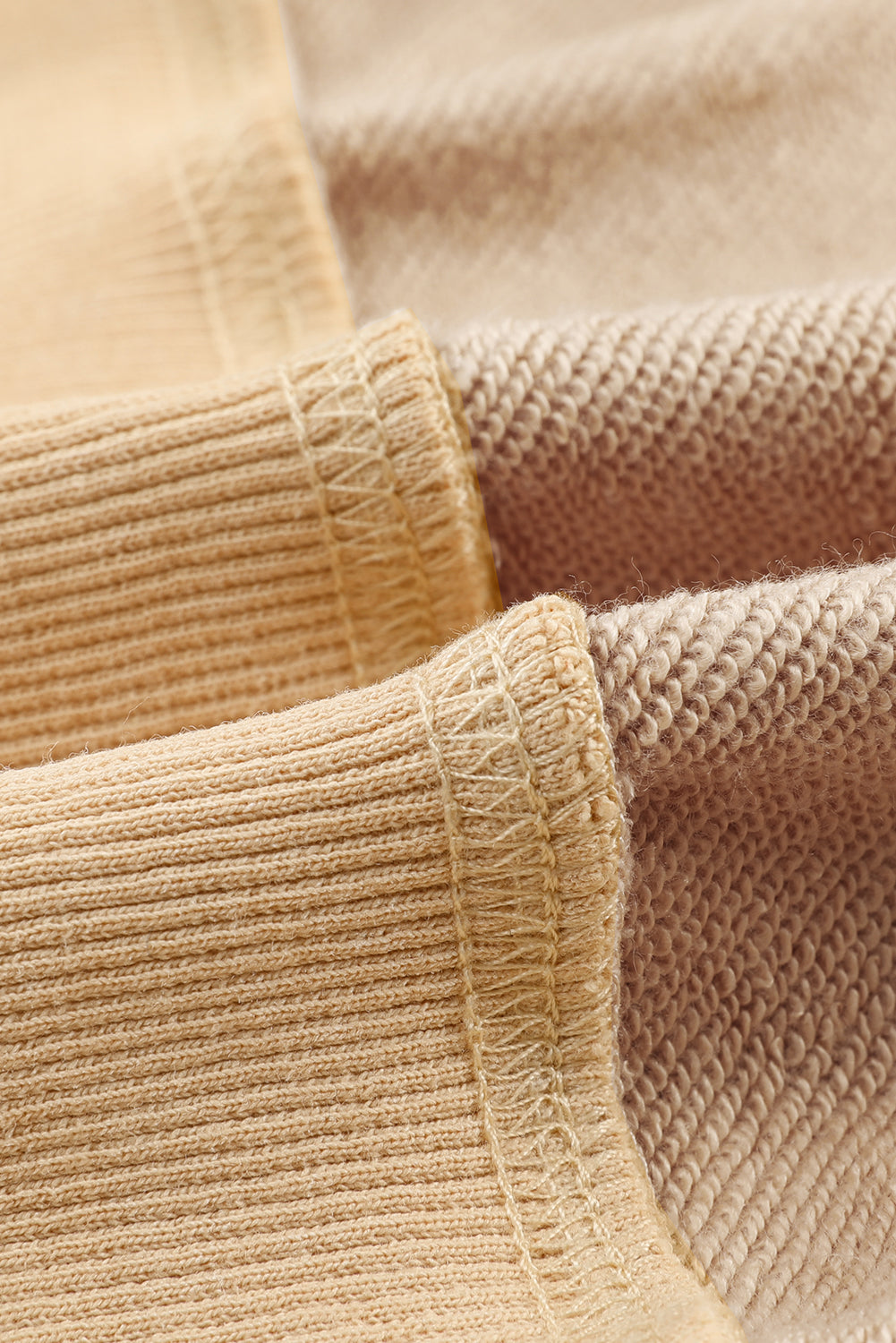Khaki Drop Shoulder Ribbed Trim Oversized Sweatshirt Sweatshirts & Hoodies JT's Designer Fashion