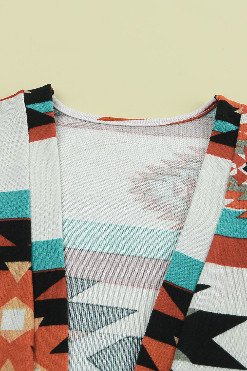 Multicolor Geometric Color Block Open Front Long Cardigan Sweaters & Cardigans JT's Designer Fashion