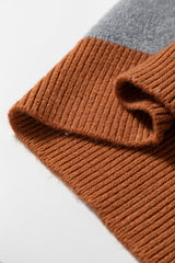 Brown Plus Size Checkered Crewneck Sweater Plus Size Sweaters & Cardigans JT's Designer Fashion