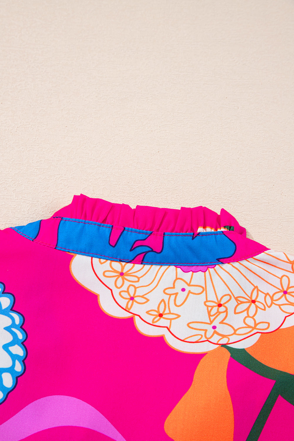 Rose Blooming Flower Print Ruffled Puff Sleeve Blouse Blouses & Shirts JT's Designer Fashion