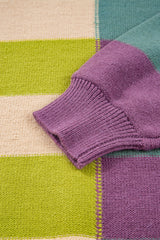 Green Stripe Drop Shoulder Ribbed Edge Casual Sweater Sweaters JT's Designer Fashion