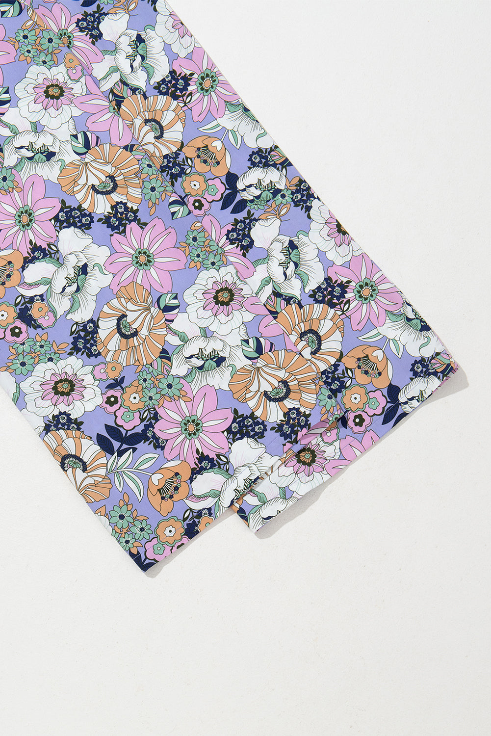 Purple Floral Print Smocked High Waist Square Neck Jumpsuit Dresses JT's Designer Fashion