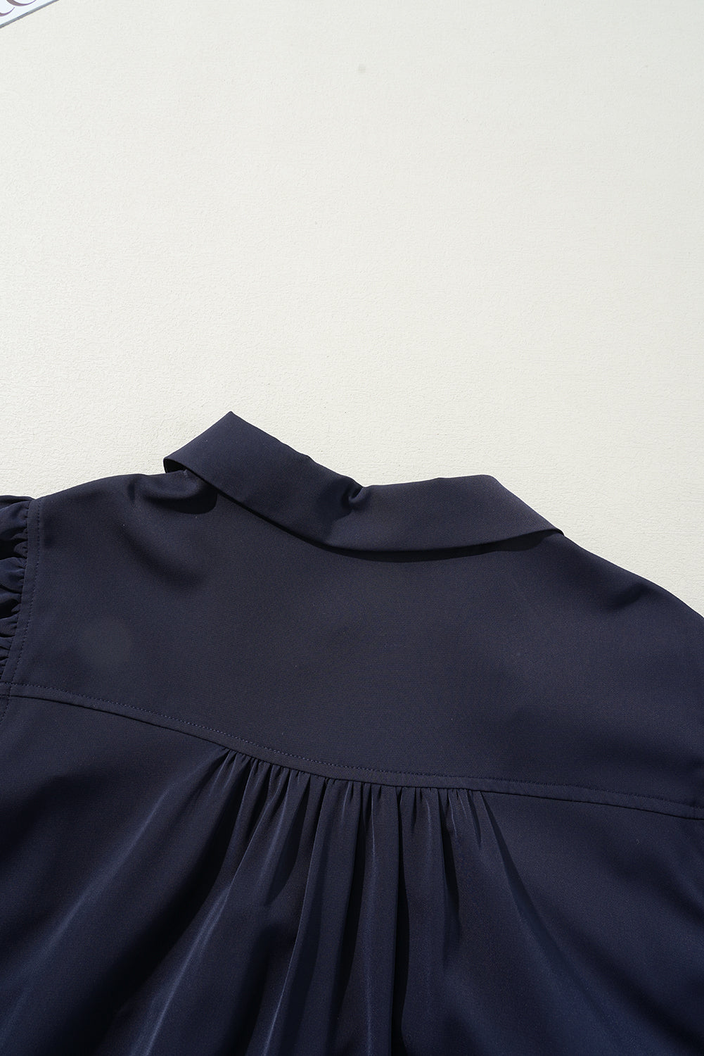 Navy Blue Collared V Neck Flutter Sleeve Tiered Plus Size Dress Plus Size Mini Dresses JT's Designer Fashion