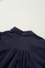 Navy Blue Collared V Neck Flutter Sleeve Tiered Plus Size Dress Plus Size Mini Dresses JT's Designer Fashion