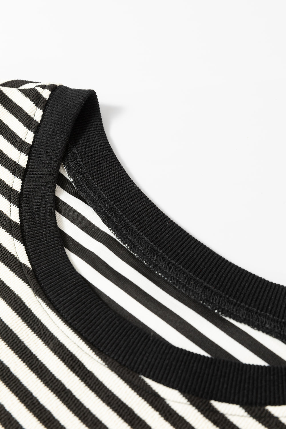 Black Stripe Loose Drop Shoulder Long Sleeve Top Long Sleeve Tops JT's Designer Fashion