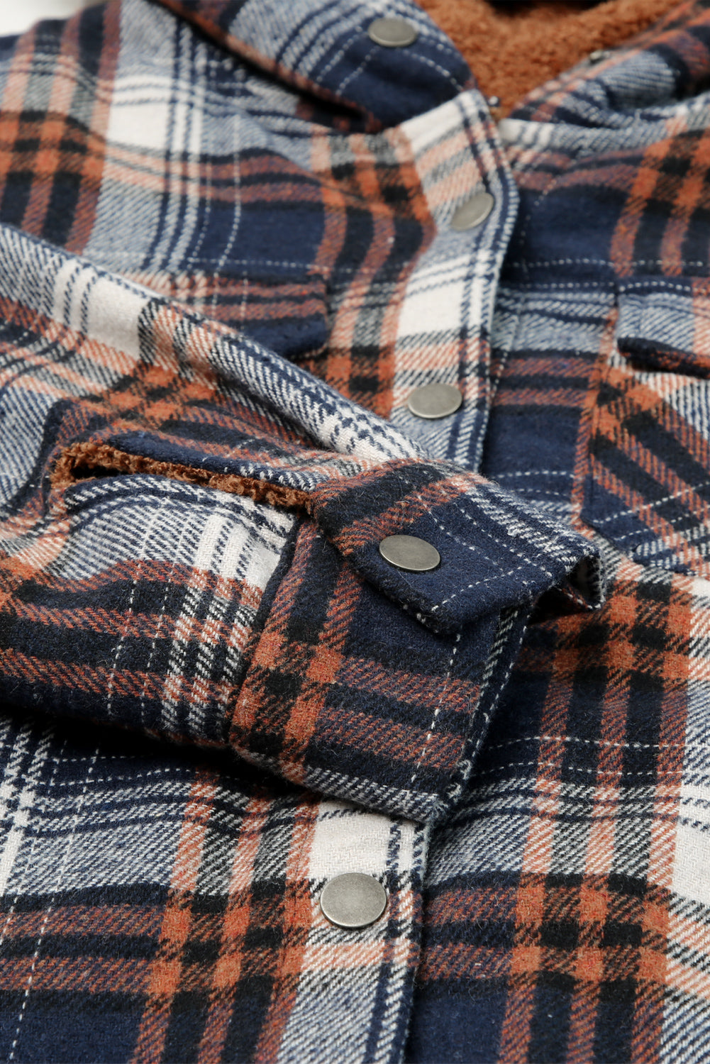 Plaid Pattern Sherpa Lined Hooded Shacket Plaid Shackets JT's Designer Fashion