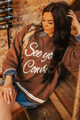 Coffee See You Cowboy Embroidered Western Graphic Sweater Sweaters JT's Designer Fashion