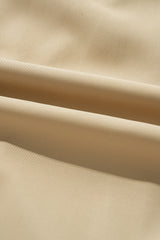 Pale Khaki Solid Color Lapel Collar Waist Tie Wind Coat Coats JT's Designer Fashion