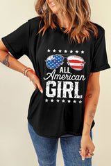 Black Stars and Stripes Glasses Slogan Graphic T Shirt Graphic Tees JT's Designer Fashion