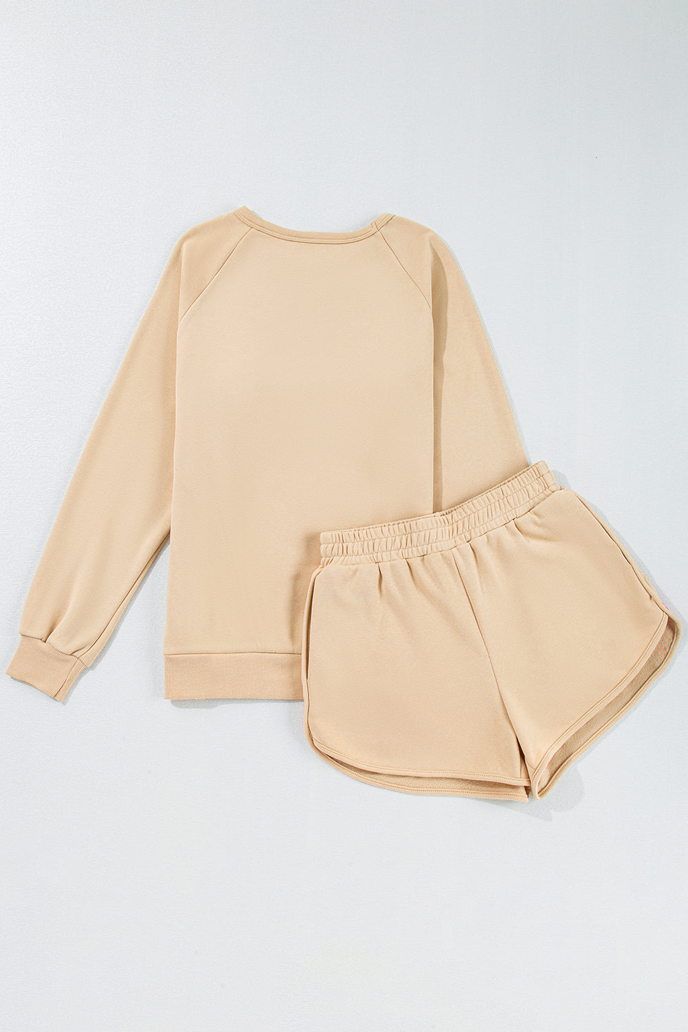 Apricot Striped Accent Pullover and Shorts Two Piece Casual Set Short Sets JT's Designer Fashion