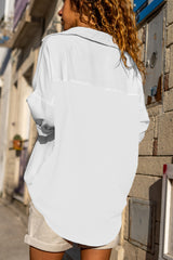 White Pure Color Patch Pocket Shirt Blouses & Shirts JT's Designer Fashion