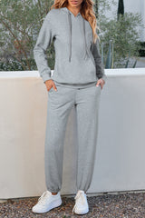 Light Grey Solid Color Fleece Lined Drawstring Hoodie with Pocket Sweatshirts & Hoodies JT's Designer Fashion