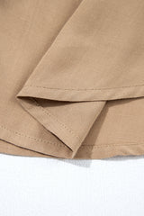 Light French Beige Waffle Patchwork Button Up Frayed Hem Shirt Blouses & Shirts JT's Designer Fashion