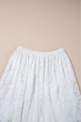 White Lace Ruffled High-low Hem Midi Skirt Skirts & Petticoat JT's Designer Fashion