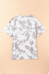 White Oversized Tie-dye AMERICA Graphic T-shirt with Distressing Graphic Tees JT's Designer Fashion