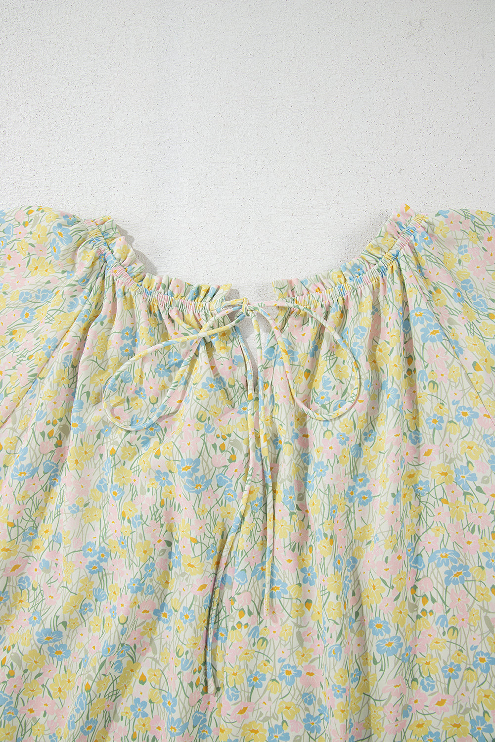 Green Floral Half Sleeve Frilled U Neck A-line Short Dress Floral Dresses JT's Designer Fashion