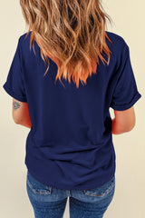 Blue USA Graphic July 4th Crew Neck T Shirt Graphic Tees JT's Designer Fashion