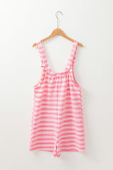 Pink Stripe Knotted Strap Patched Pocket Romper Jumpsuits & Rompers JT's Designer Fashion