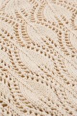 Apricot Crochet Knit Ribbed Hem Hollow-out Sweater Sweaters JT's Designer Fashion