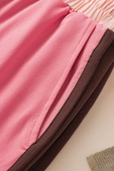 Peach Blossom Contrast Trim Cap Sleeve Tee Shorts Set Short Sets JT's Designer Fashion