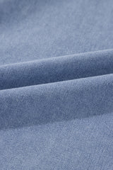 Beau Blue Lapel Neck Cap Sleeve High Waist Denim Babydoll Dress Mini Dresses JT's Designer Fashion
