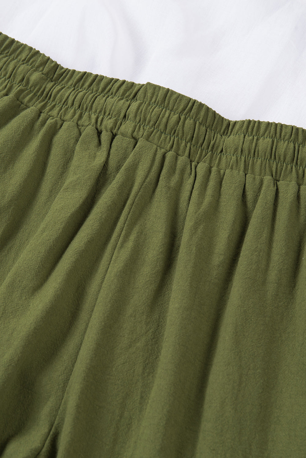 Green Drawstring Elastic Waist Pockets Long Straight Legs Pants Pants & Culotte JT's Designer Fashion