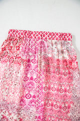 Red Boho Pattern Print Tassel Drawstring High Waist Maxi Dress Skirts & Petticoat JT's Designer Fashion