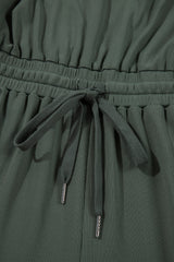 Vineyard Green Buttoned Drawstring Waist Sleeveless Wide Leg Jumpsuit Jumpsuits & Rompers JT's Designer Fashion