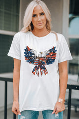 White American Flag Eagle Print Independence Day Tee Graphic Tees JT's Designer Fashion
