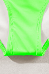 Green Striped Patchwork Spaghetti Strap High Waist Bikini Swimsuit High Waisted Swimsuit JT's Designer Fashion