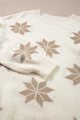 White Snowflake Christmas Tunic Sweater Sweaters JT's Designer Fashion
