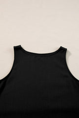 Black Ricrac Trim Tank Top Elastic Waist Shorts Set Short Sets JT's Designer Fashion