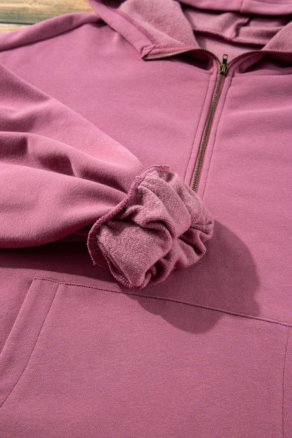 Valerian Fleece Lined Half Zipper Kangaroo Pockets Loose Hoodie Sweatshirts & Hoodies JT's Designer Fashion