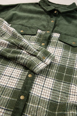 Blackish Green Snap Buttons Colorblock Plaid Shacket Plaid Shackets JT's Designer Fashion