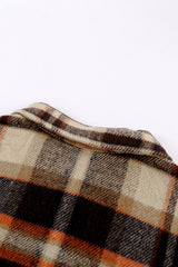 Orange Geometric Plaid Print Pocketed Shacket Plaid Shackets JT's Designer Fashion