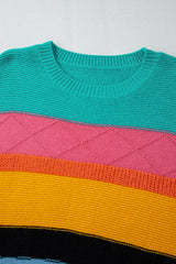 Yellow Colorblock Mixed Textured Drop Shoulder Sweater Sweaters JT's Designer Fashion