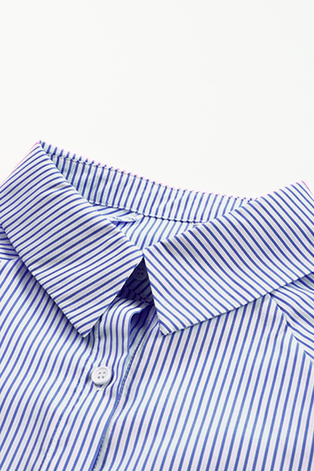 Blue Stripe Smocked Cuffed Striped Boyfriend Shirt with Pocket Blouses & Shirts JT's Designer Fashion