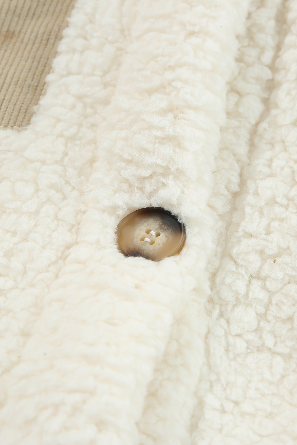 Beige Contrast Flap Pocket Single Breasted Teddy Coat Coats JT's Designer Fashion