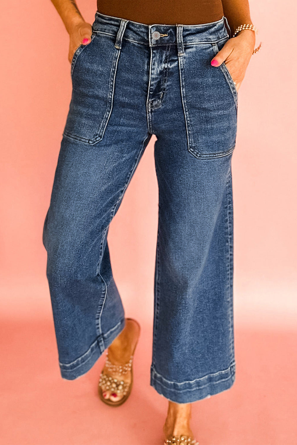Ashleigh Blue Cropped High Rise Wide Leg Jeans Jeans JT's Designer Fashion