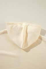 Beige Fleece Lined Half Zipper Kangaroo Pockets Loose Hoodie Sweatshirts & Hoodies JT's Designer Fashion
