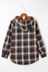 Plaid Pattern Sherpa Lined Hooded Shacket Plaid Shackets JT's Designer Fashion