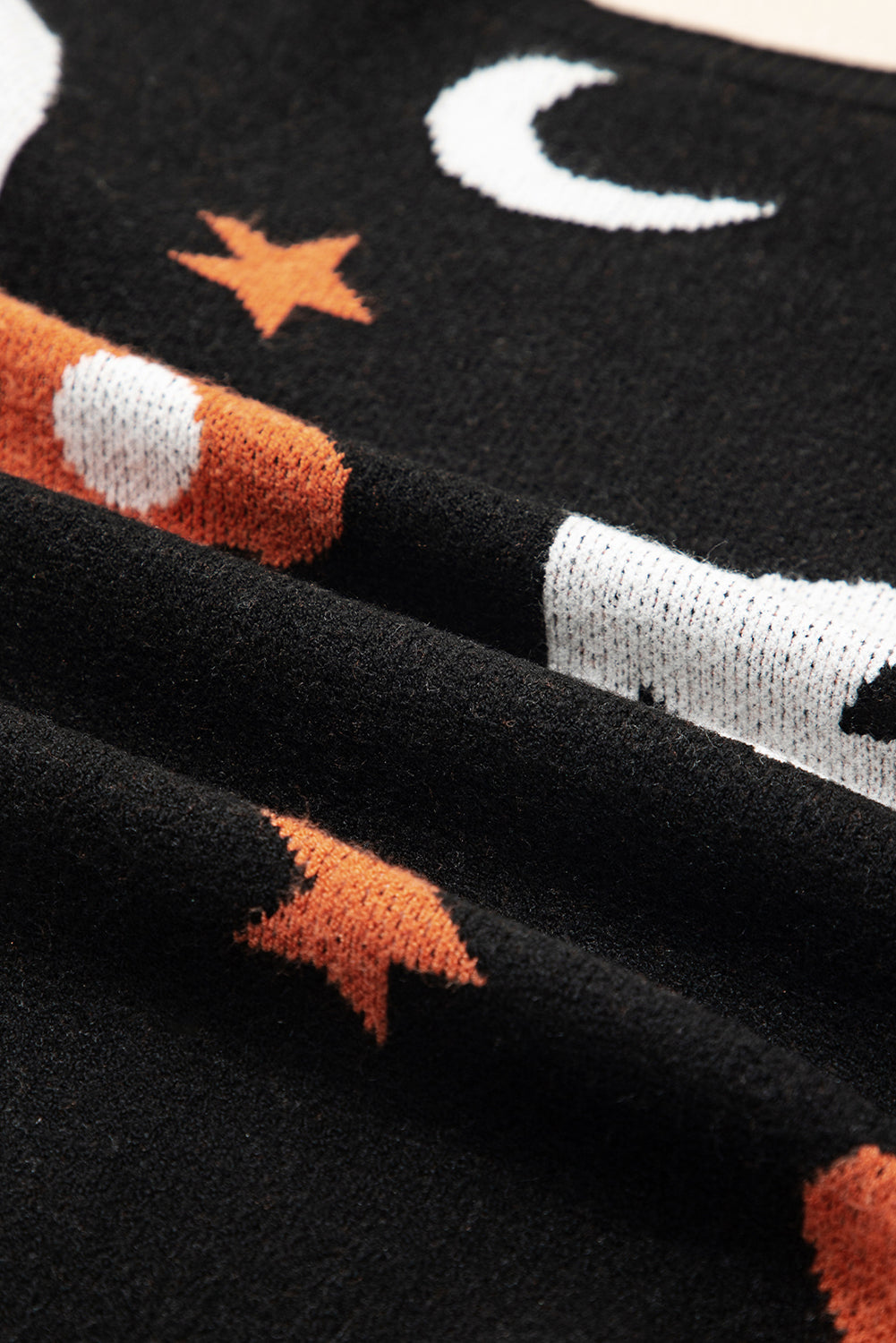 Black Halloween Mythical Night Pattern Drop Shoulder Sweater Sweaters JT's Designer Fashion