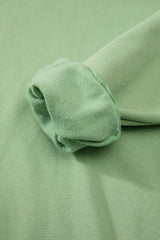 Smoke Green Solid Fleece Lined Drop Shoulder Terry Sweatshirt Sweatshirts & Hoodies JT's Designer Fashion