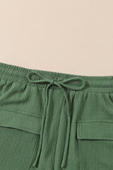 Green Flap Pocket Casual Drawstring Shorts Casual Shorts JT's Designer Fashion