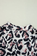 Black Leopard Print Buttoned Front 3/4 Sleeve Tiered Ruffled Hem Dress Mini Dresses JT's Designer Fashion