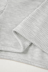 Light Grey Waffle Knit Sleeveless Buttoned Front Drawstring Waist Romper Jumpsuits & Rompers JT's Designer Fashion